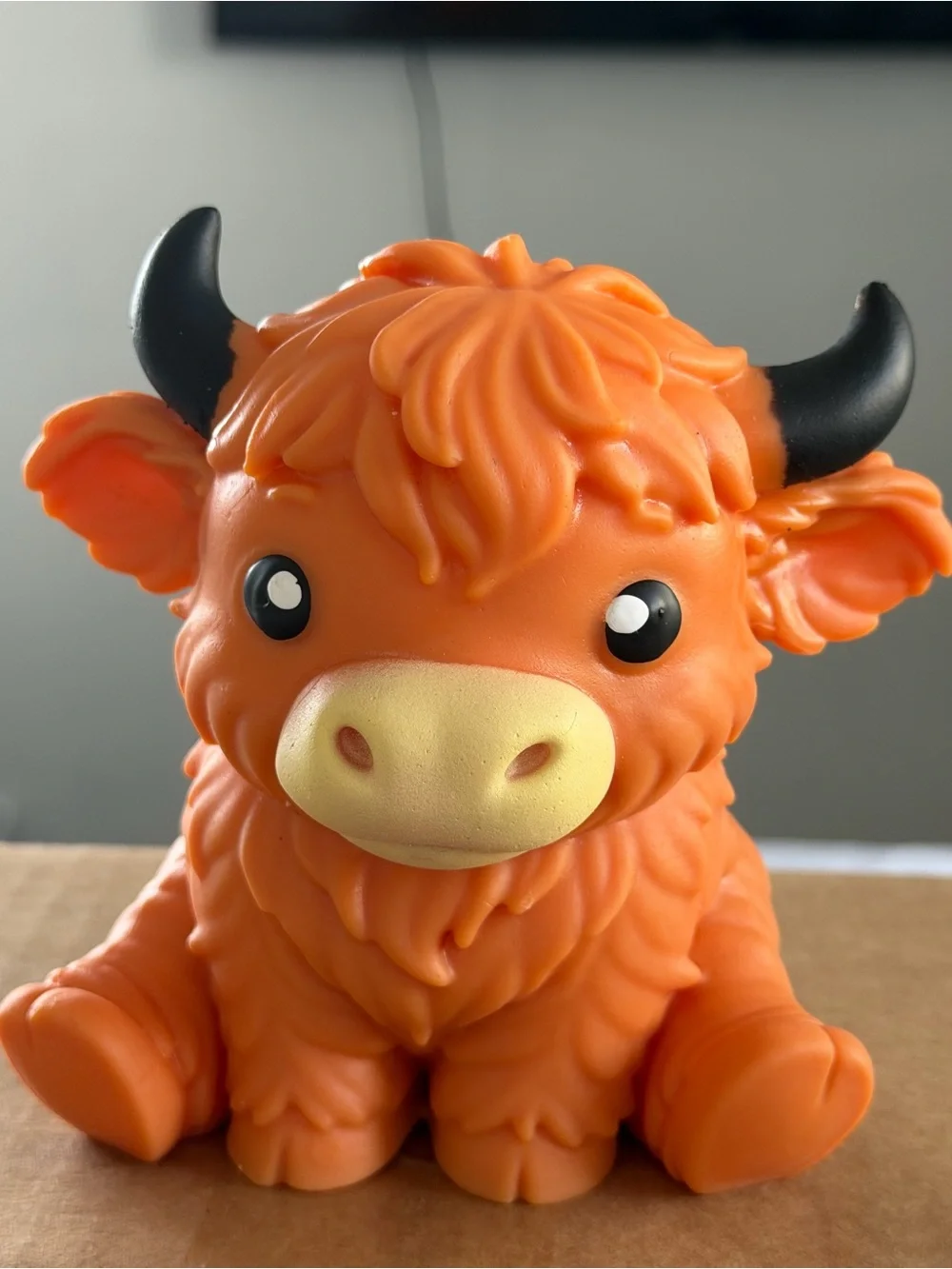 New JUMBO Highland Cow Squeeze Toy - Orange Plush Bath